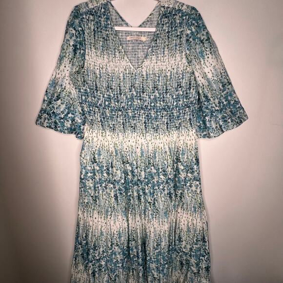 Christy Dawn Blue & Green Floral Basil Maxi Dress Size XL - Picture 4 of 12